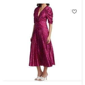 Women’s Fuchsia Midi Dress with Pleated Skirt